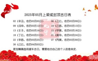 2025最新万年历上梁黄道吉日查询表｜开工动土建房子好日子精选大全