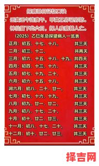 【2025探病吉日】避开禁忌日挑选慰问好时机——全年精选黄道良辰一次看懂！-第1张图片