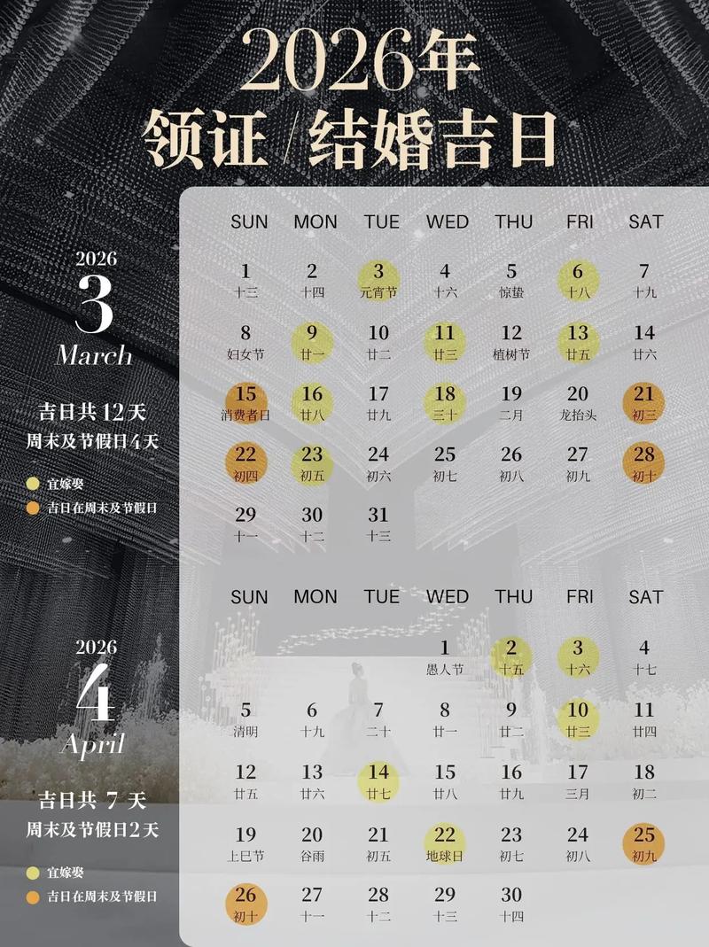 2026年3月结婚吉日 2026年3月宜嫁娶黄道吉日一览-第1张图片